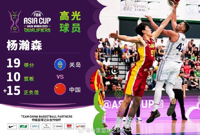 8中7拿到19分9籃板！楊瀚森當(dāng)選中國男籃VS關(guān)島高光球員